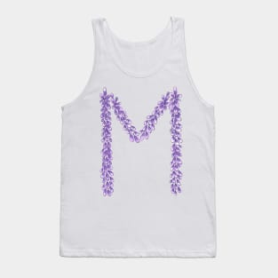 Lavender Letter M Hand Drawn in Watercolor and Ink Tank Top